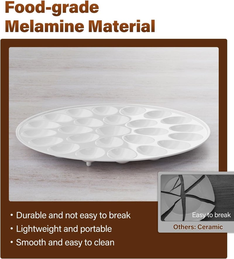 PAHTTO Deviled Egg Platter 2PACK, Deviled Egg Trays with 24 Slot Each, Egg Container for Party Display, Portable Easter Egg Holder, Dishwasher Safe Melamine, 12inch Diameter - Image 4